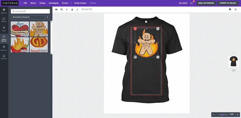 Zrzut ekranu projektu Sklep z personalizowanymi produktami Fintdruk