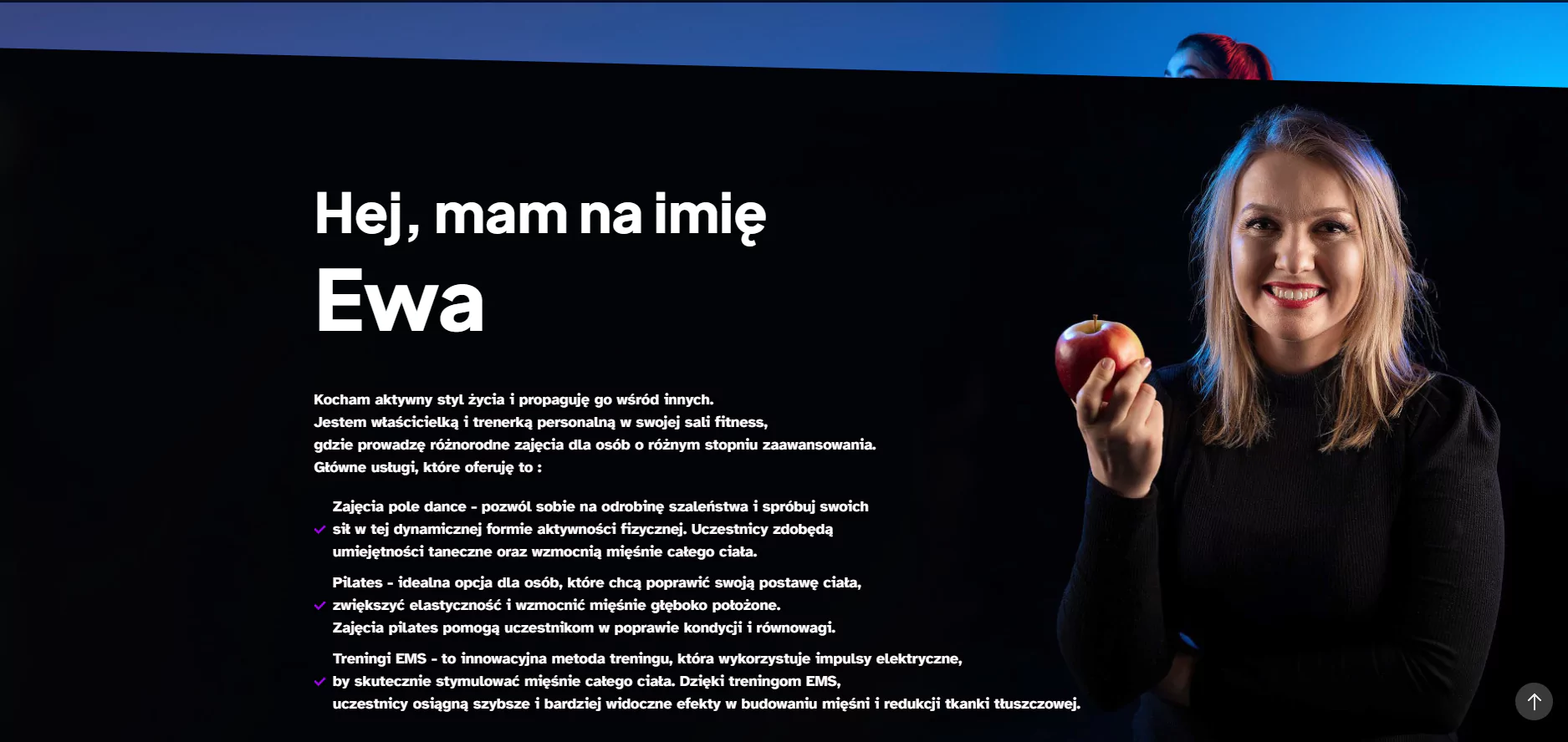 Zrzut ekranu projektu FlyMove - Sala Pole Dance i trener osobisty