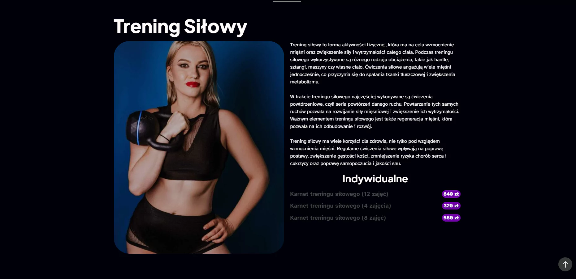 Zrzut ekranu projektu FlyMove - Sala Pole Dance i trener osobisty