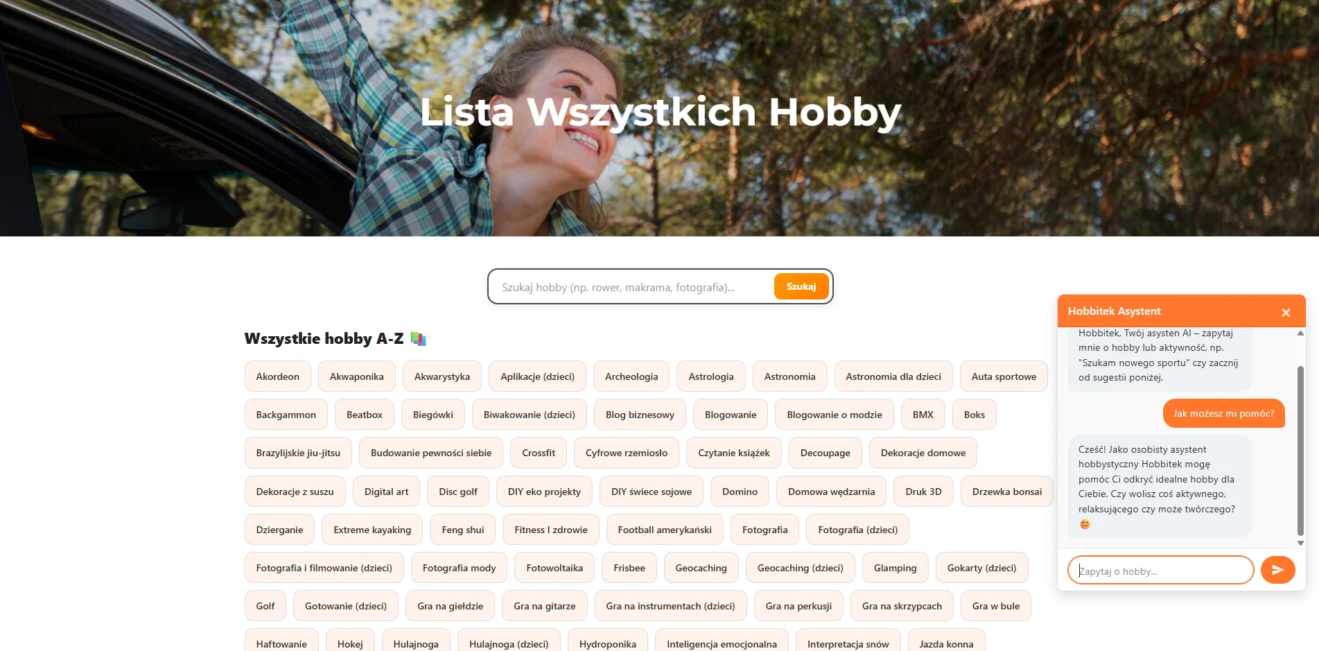 Zrzut ekranu projektu Portal hobbystyczny Hobbysfera