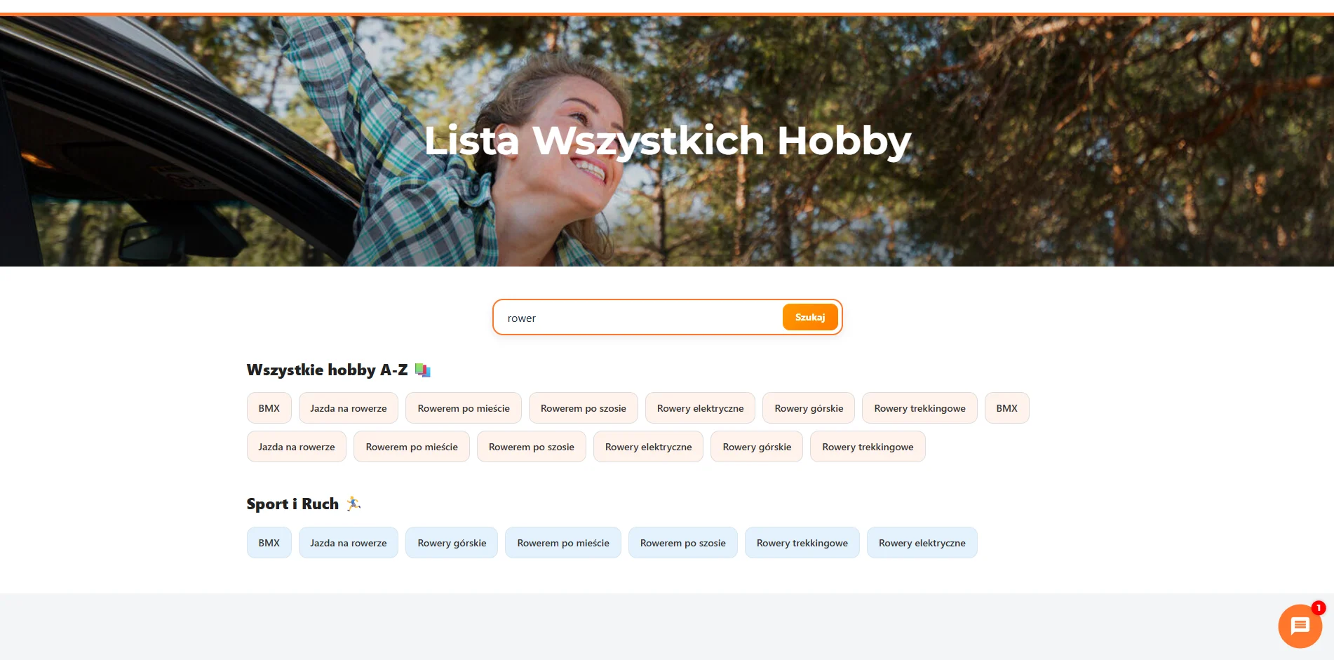 Zrzut ekranu projektu Portal hobbystyczny Hobbysfera