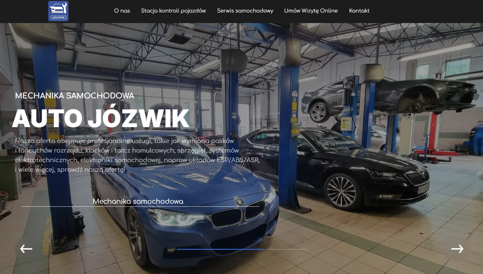 Zrzut ekranu projektu Warsztat samochodowy Auto Jozwik
