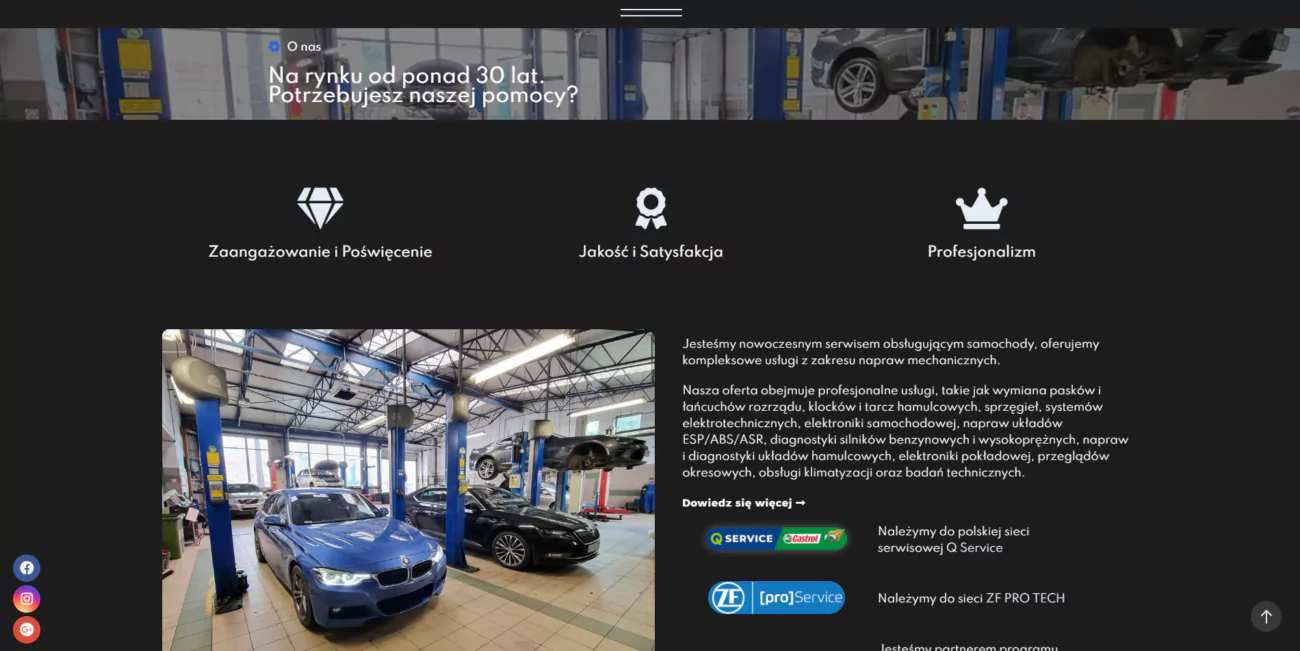 Zrzut ekranu projektu Warsztat samochodowy Auto Jozwik