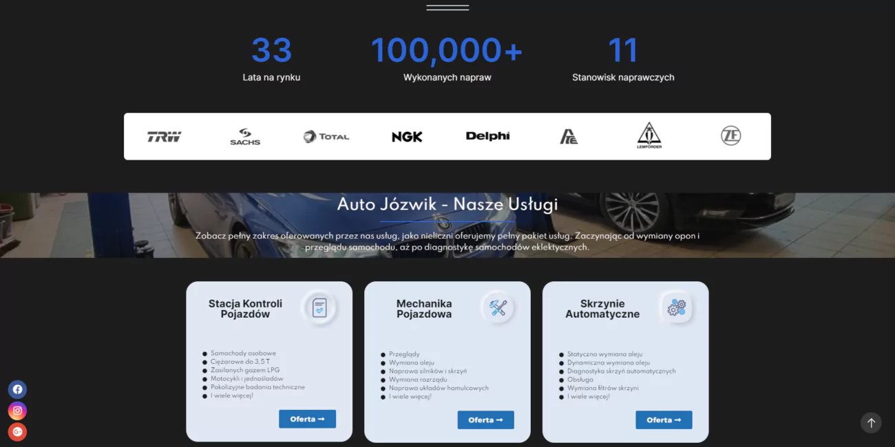 Zrzut ekranu projektu Warsztat samochodowy Auto Jozwik