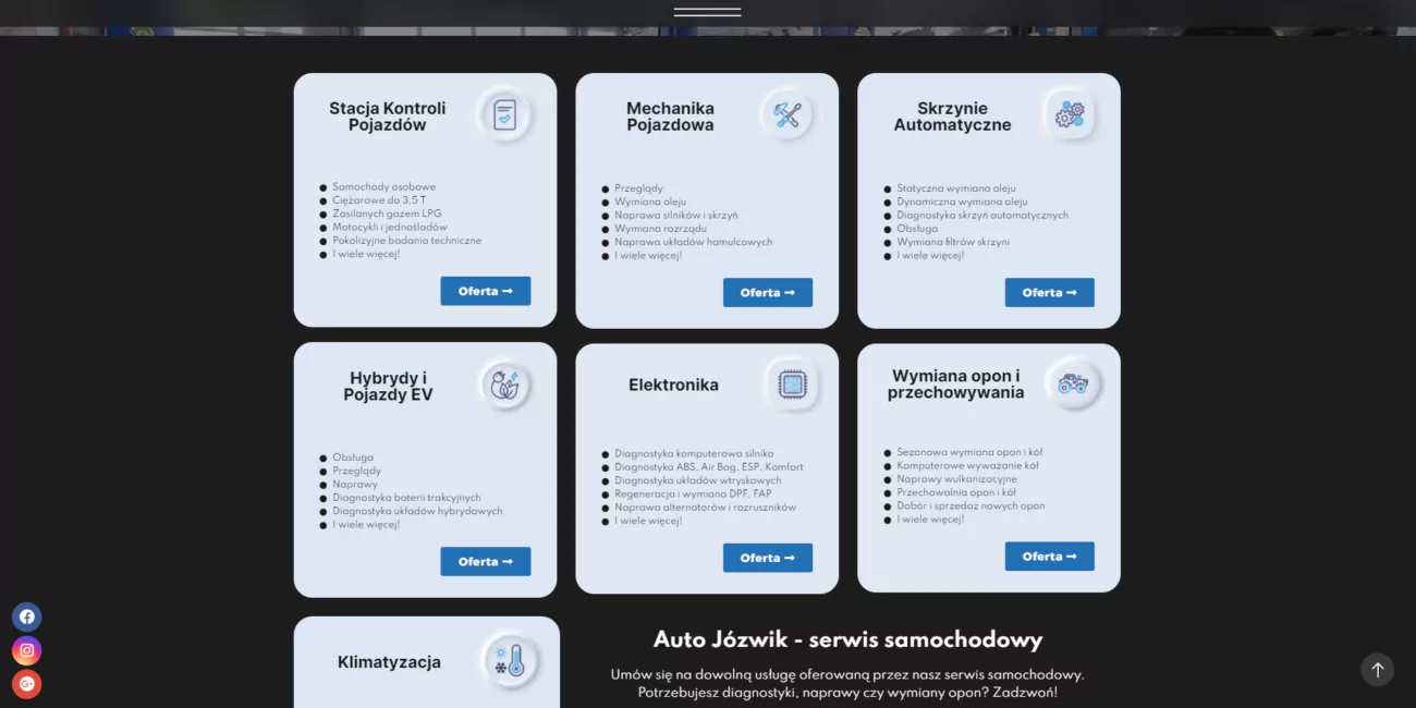 Zrzut ekranu projektu Warsztat samochodowy Auto Jozwik