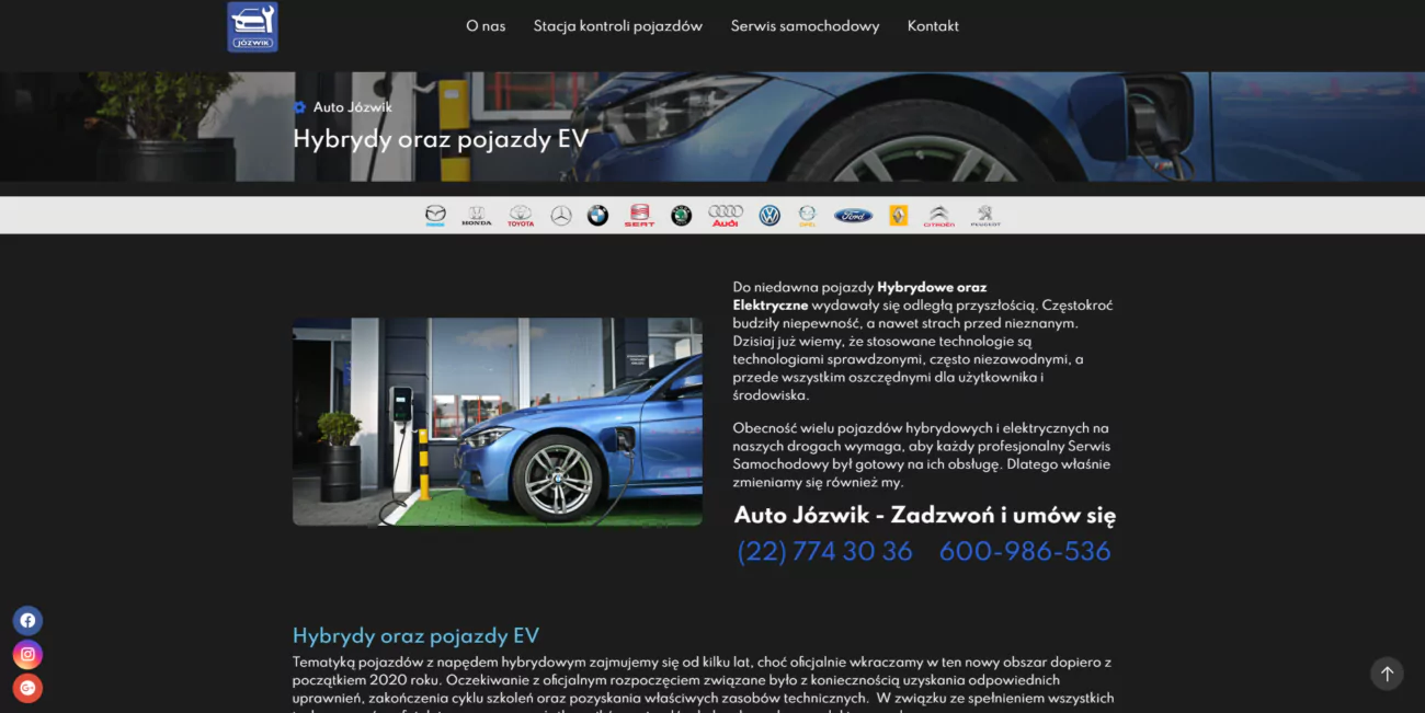 Zrzut ekranu projektu Warsztat samochodowy Auto Jozwik