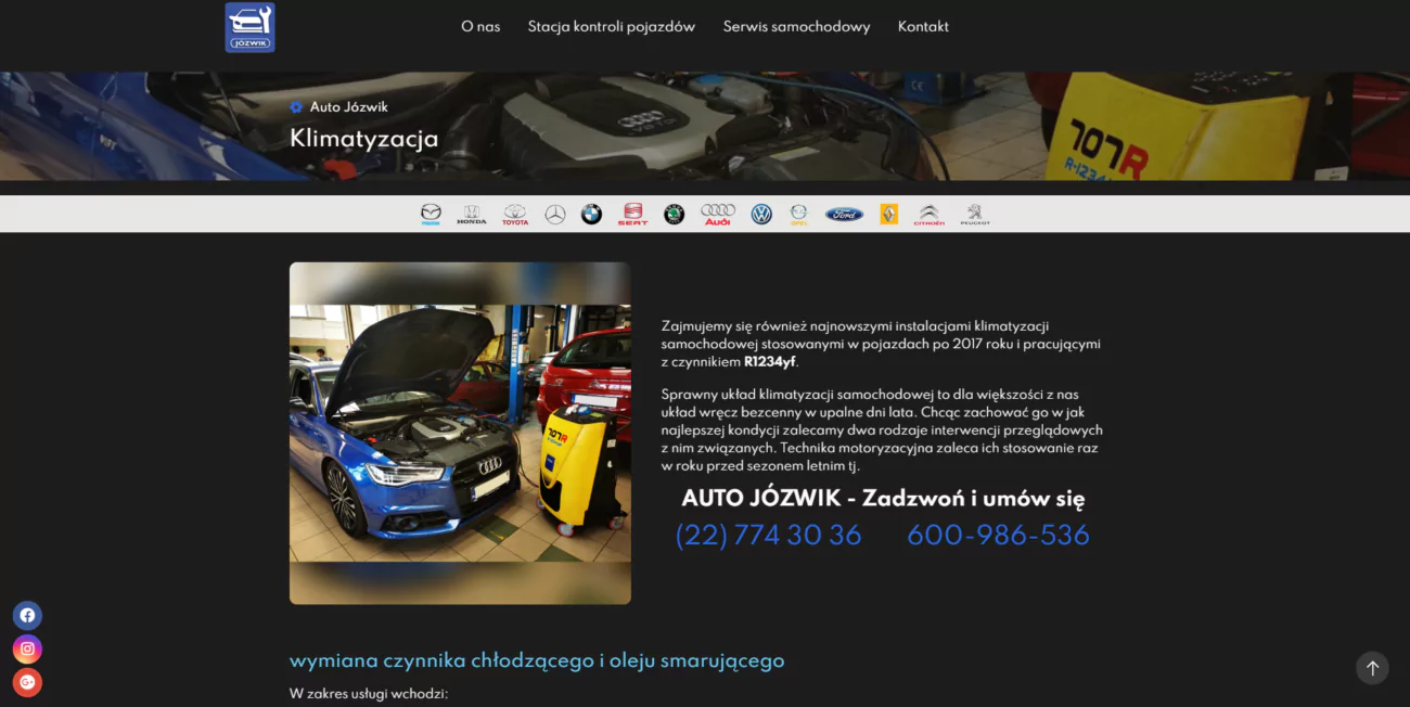 Zrzut ekranu projektu Warsztat samochodowy Auto Jozwik
