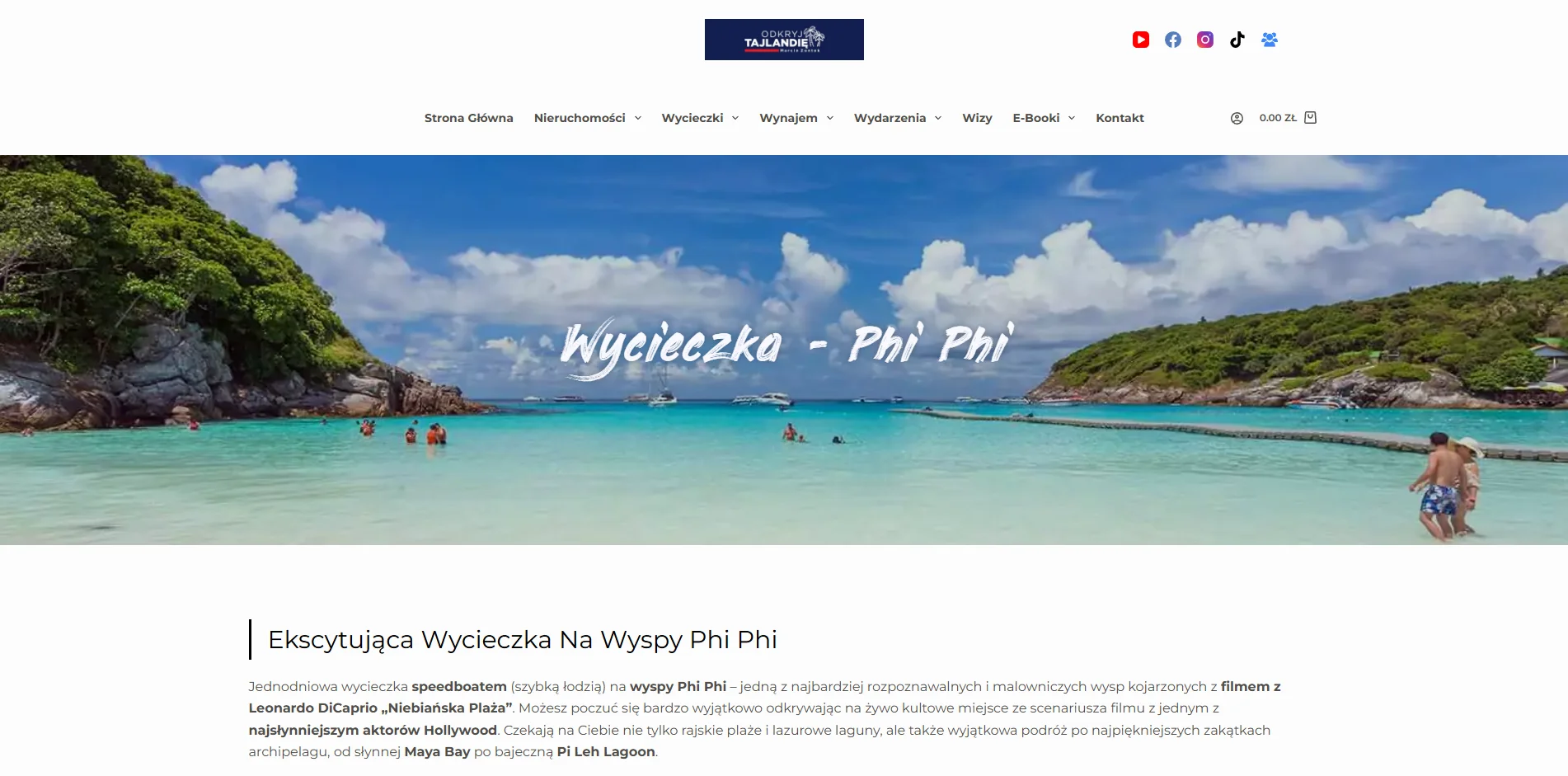 Zrzut ekranu projektu Odkryj Tajlandie - wycieczki i nieruchomości w Tajlandii