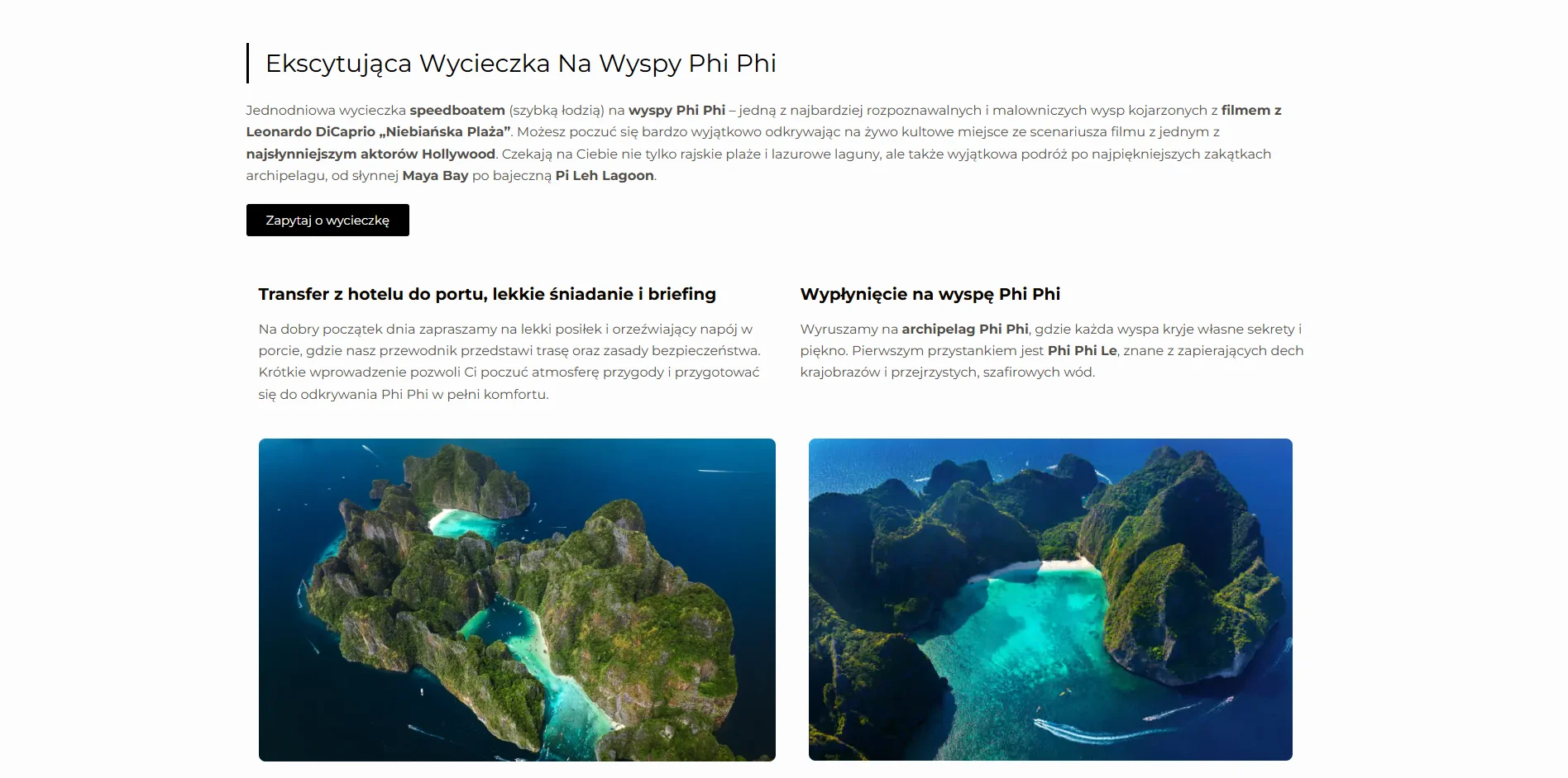 Zrzut ekranu projektu Odkryj Tajlandie - wycieczki i nieruchomości w Tajlandii
