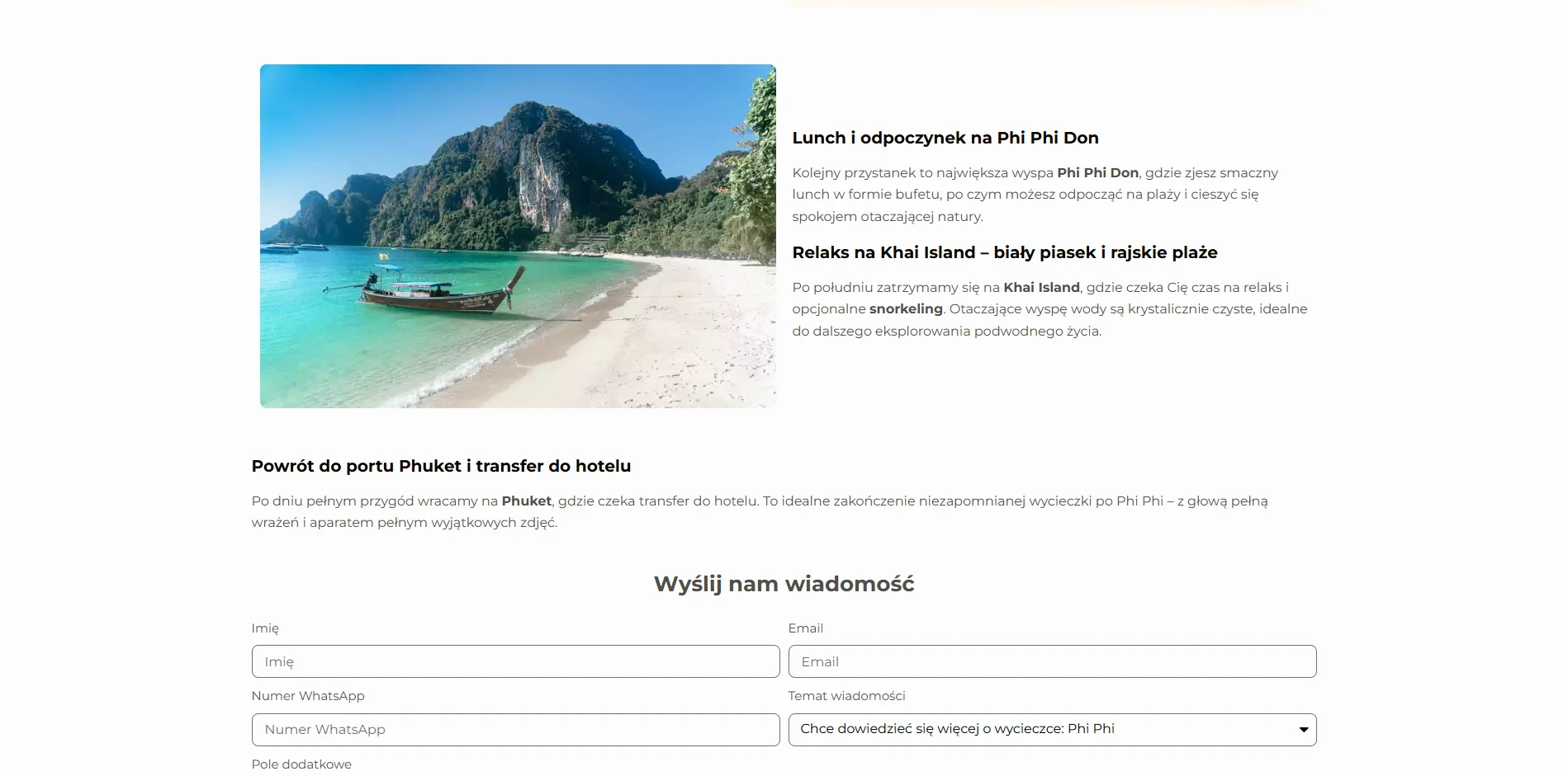 Zrzut ekranu projektu Odkryj Tajlandie - wycieczki i nieruchomości w Tajlandii