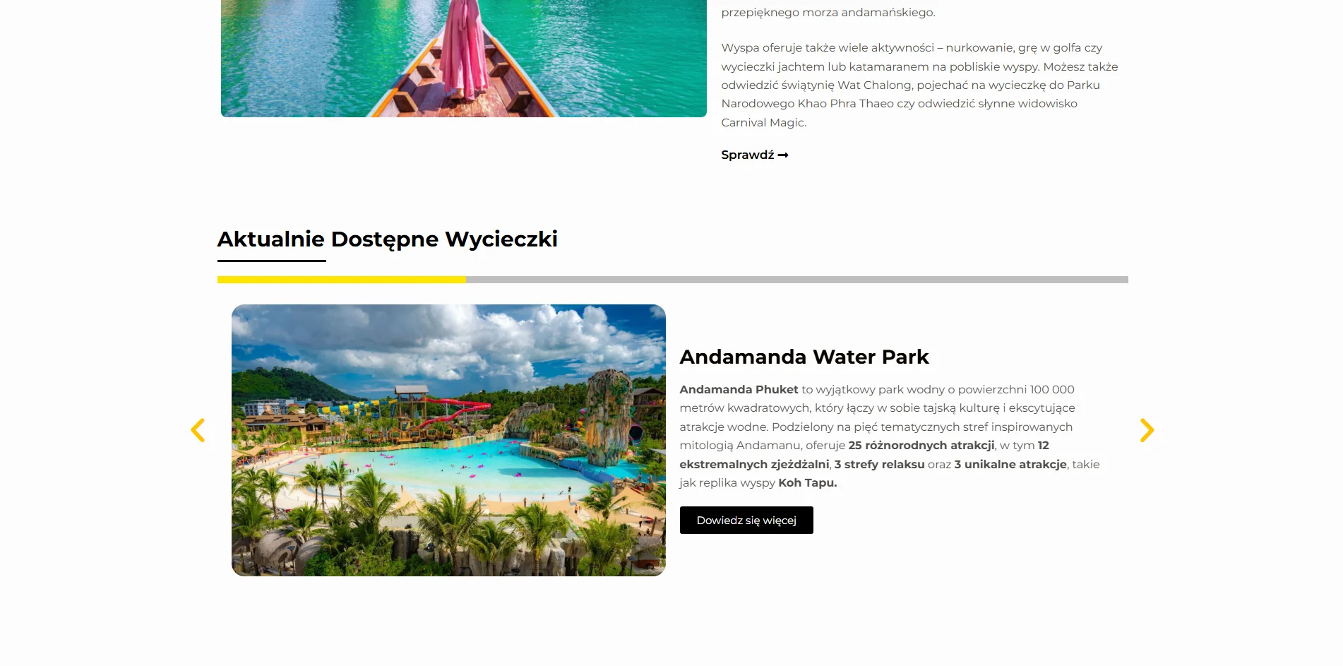 Zrzut ekranu projektu Odkryj Tajlandie - wycieczki i nieruchomości w Tajlandii