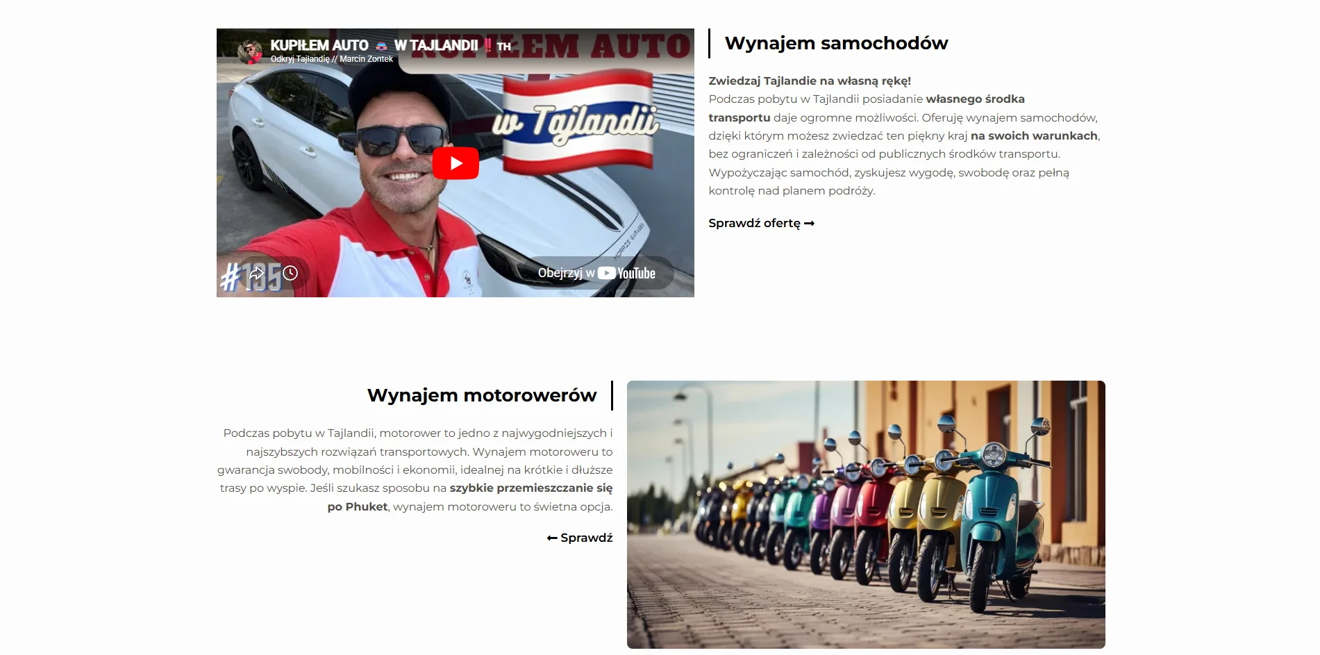 Zrzut ekranu projektu Odkryj Tajlandie - wycieczki i nieruchomości w Tajlandii