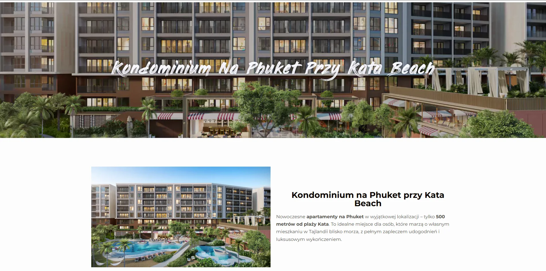 Zrzut ekranu projektu Odkryj Tajlandie - wycieczki i nieruchomości w Tajlandii
