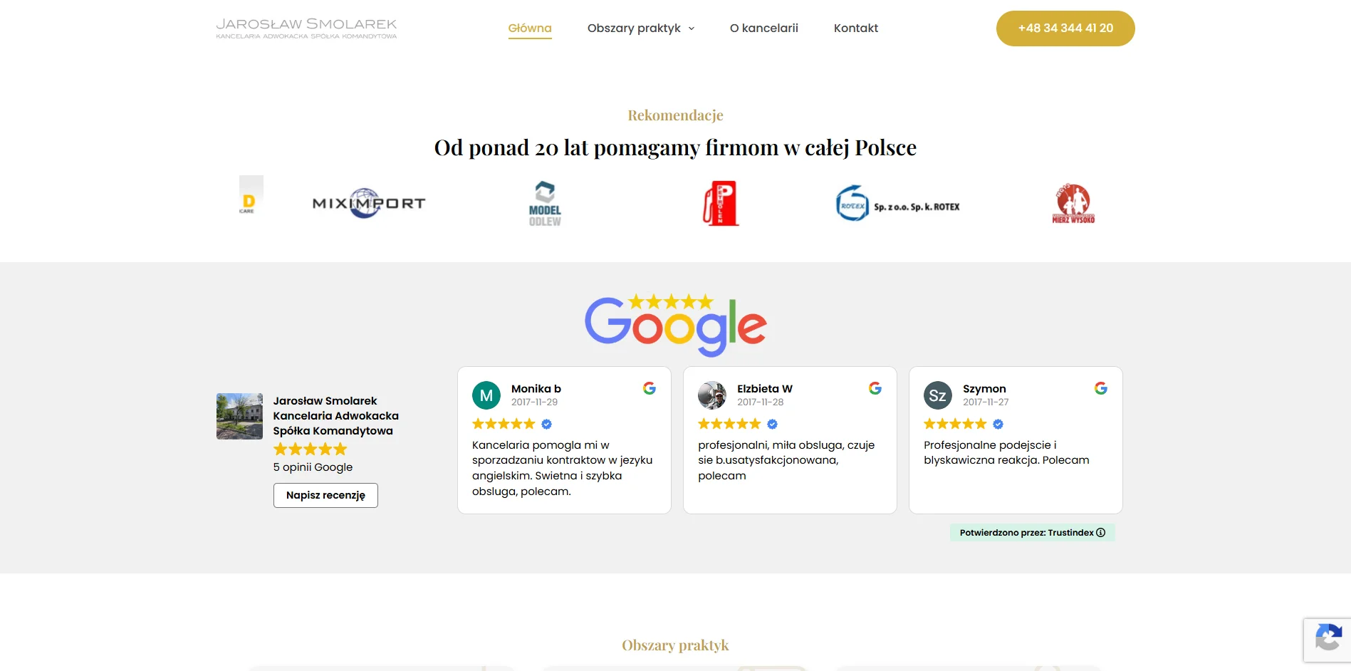 Zrzut ekranu projektu Kancelaria prawnna Smolarek