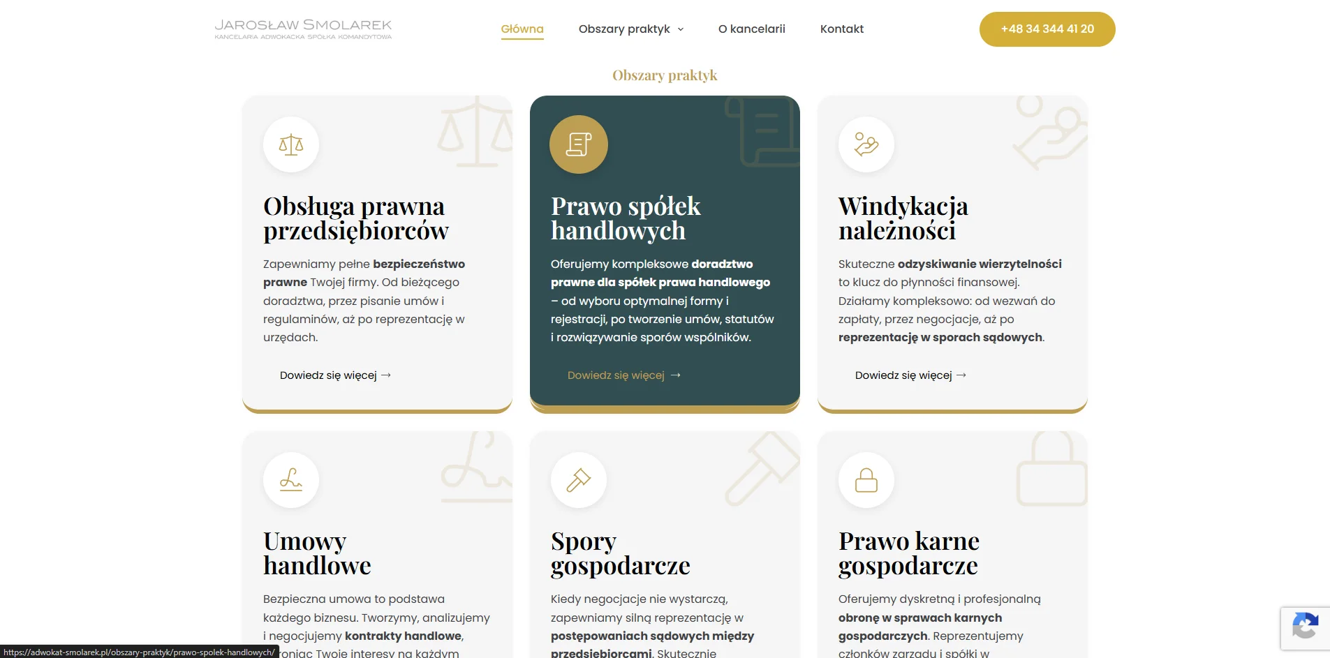 Zrzut ekranu projektu Kancelaria prawnna Smolarek