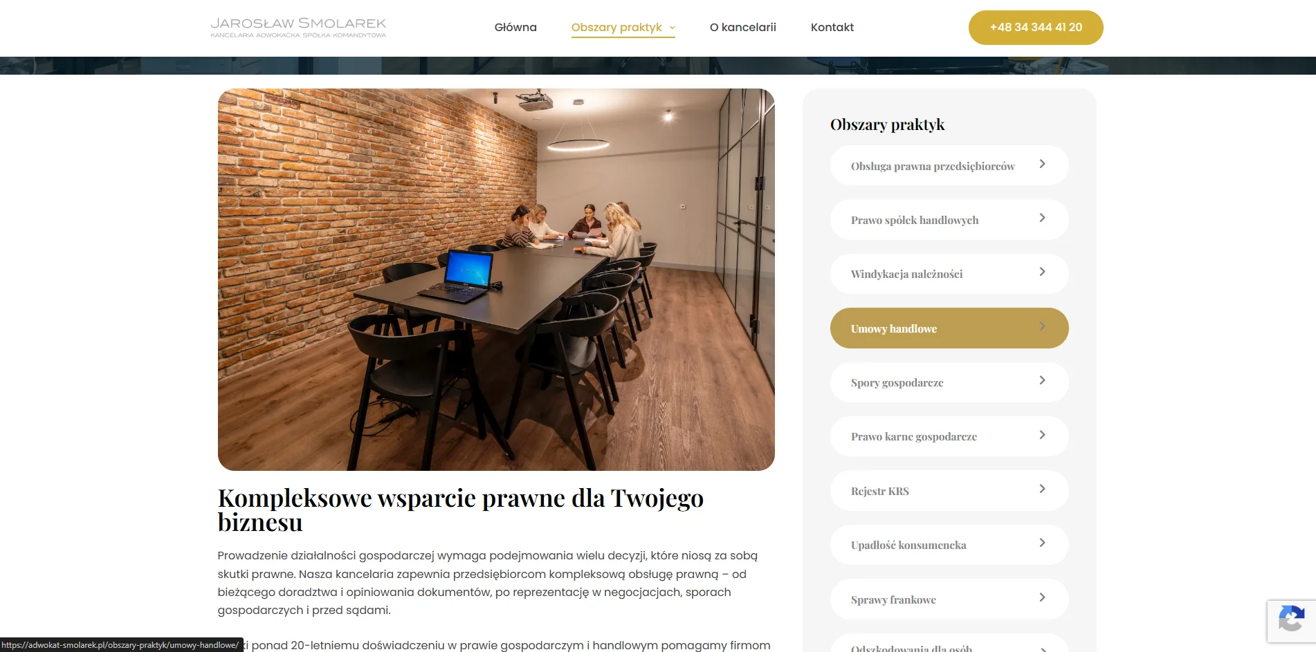 Zrzut ekranu projektu Kancelaria prawnna Smolarek