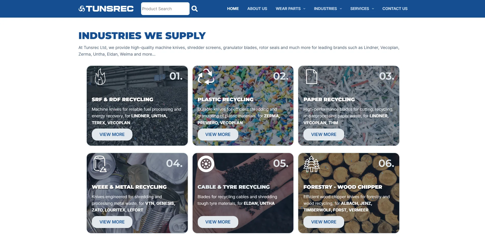 Zrzut ekranu projektu Dostawca noży do recyklingu UK